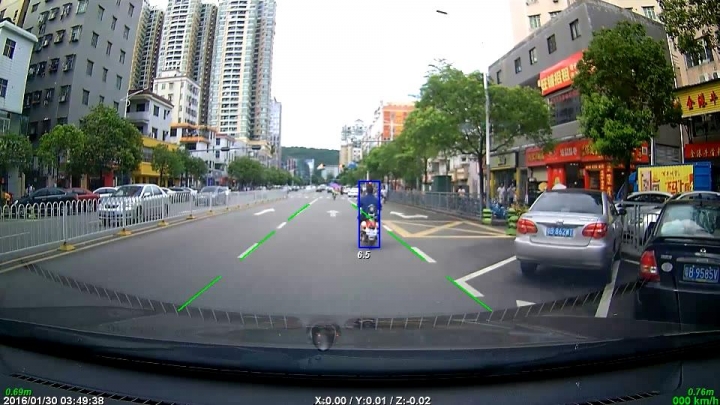 LDW lane departure warning demonstration